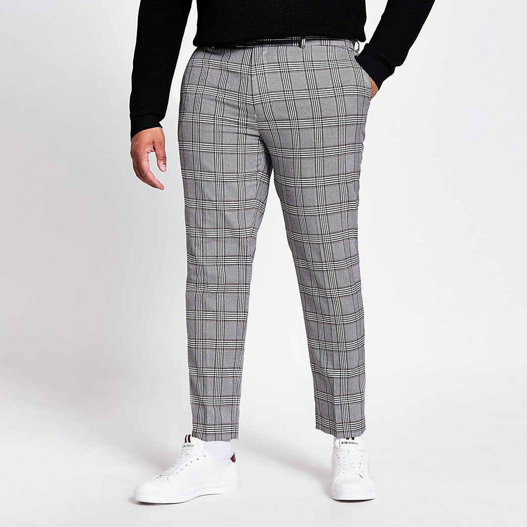 River Island Mens Big and tall check smart trousers The Fashionisto