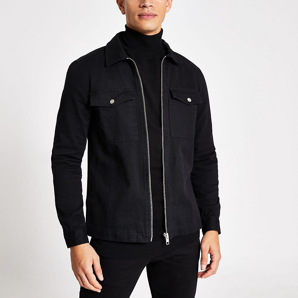 mens black denim overshirt