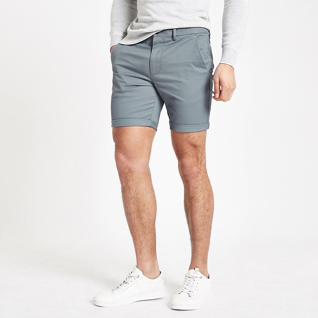 River Island Mens Blue skinny chino shorts | The Fashionisto