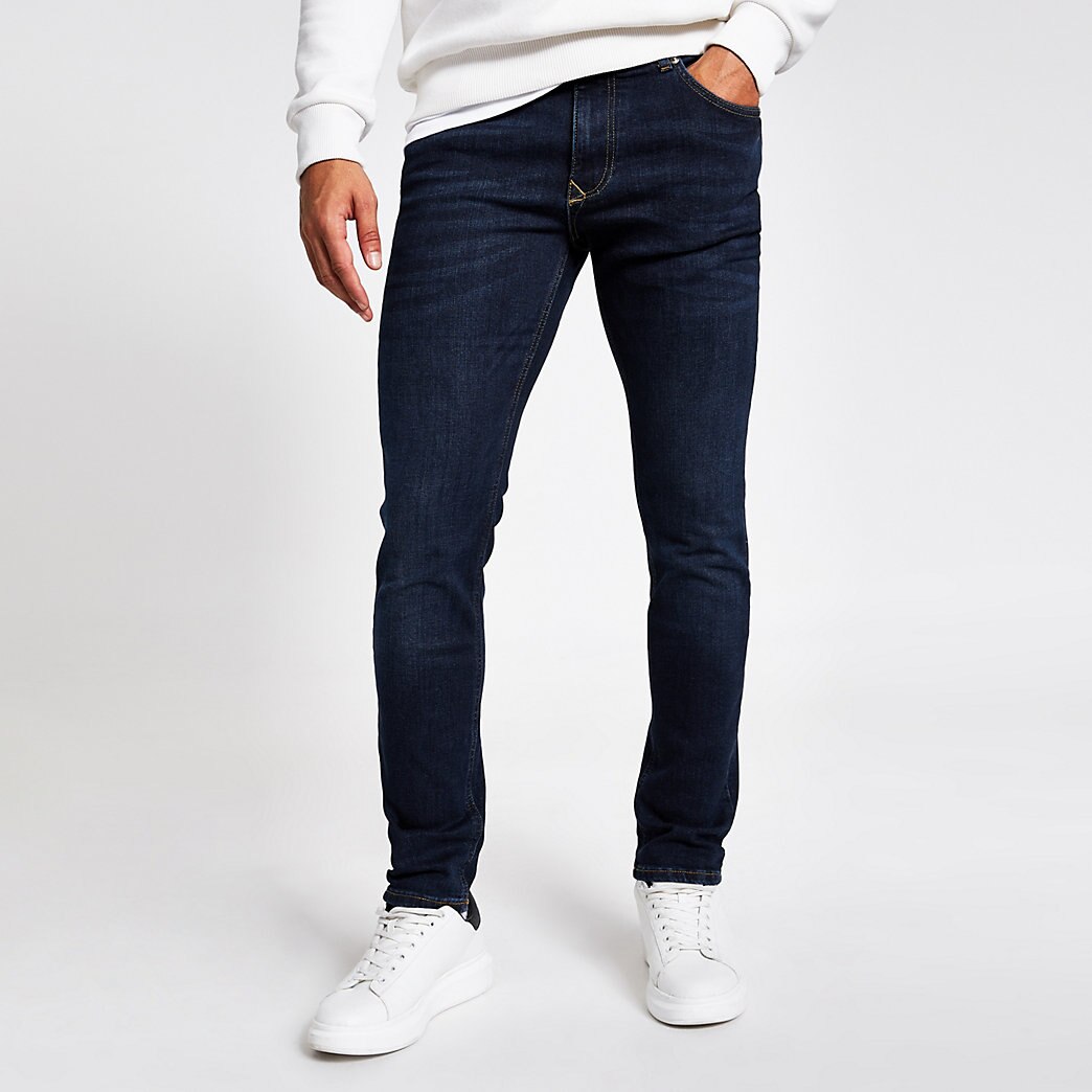 dark denim skinny jeans mens