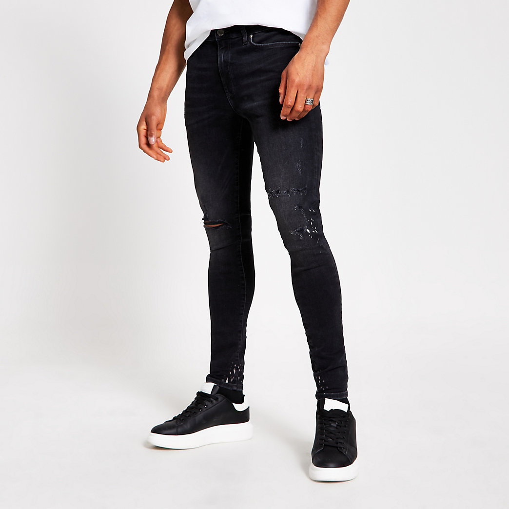 dark grey distressed jeans mens