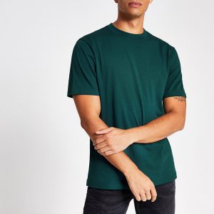 River Island Mens Dark teal regular fit short sleeve T-shirt River Island Mens Dark teal regular fit short sleeve T-shirt