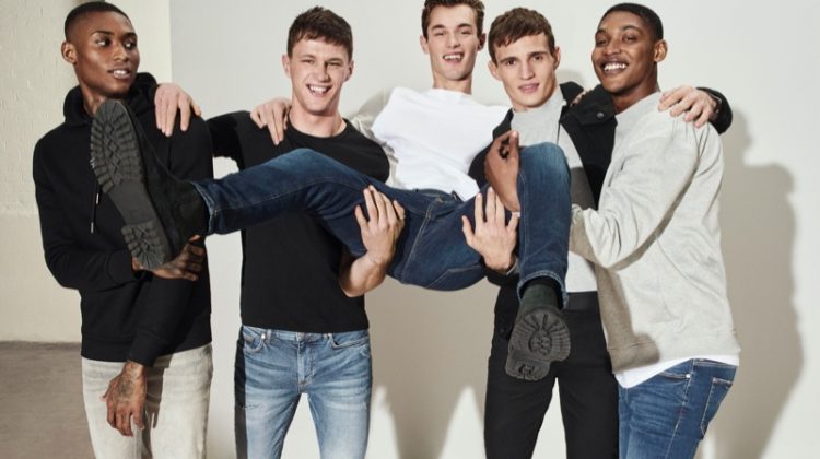 The life of the party, Karl Rawlings, Jack Buchanan, Kit Butler, Julian Schneyder, and Timothy Lewis come together for River Island's spring-summer 2020 denim campaign.