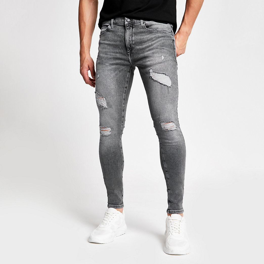 gray distressed jeans mens