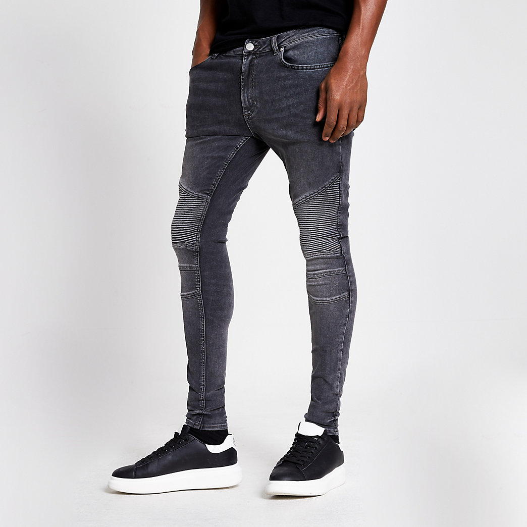 biker jeans mens grey