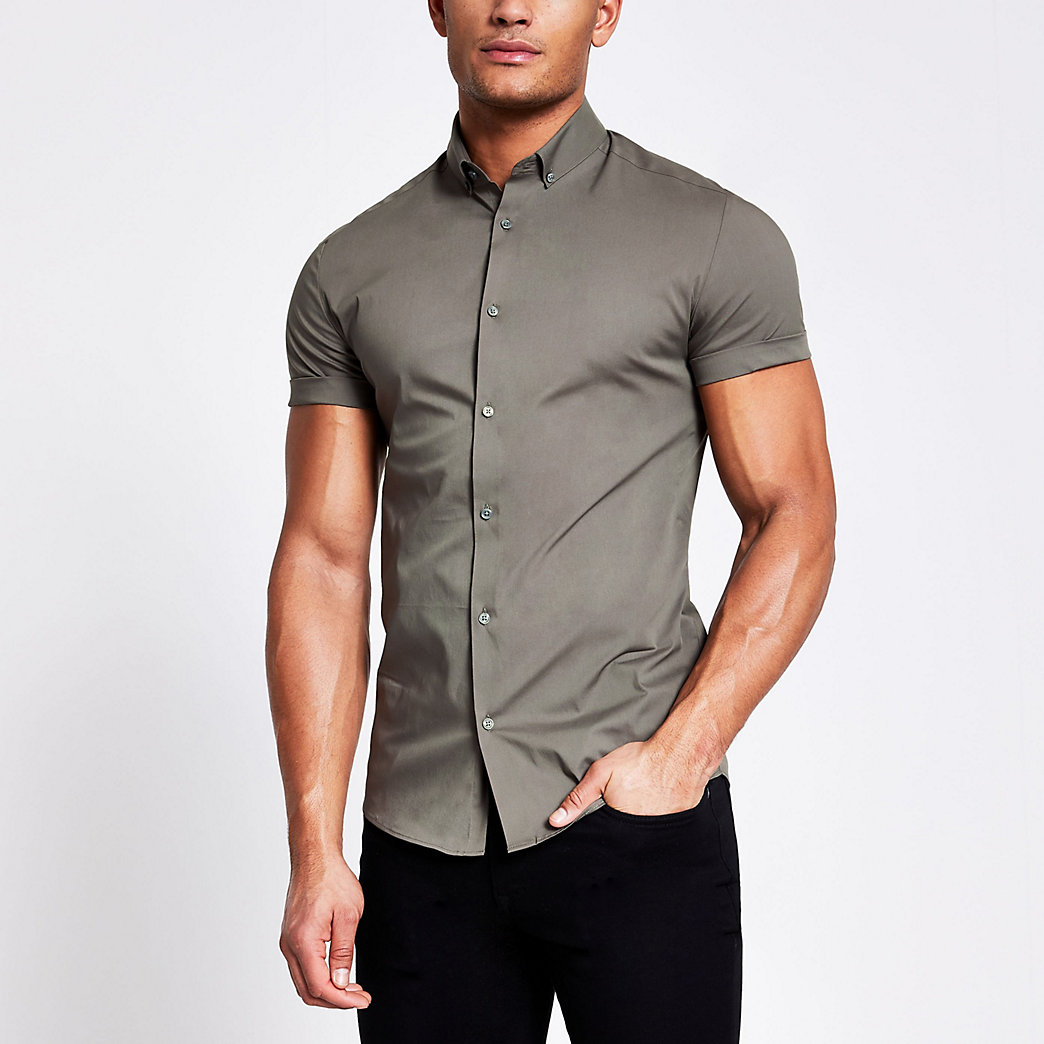 River Island Mens Khaki muscle fit 