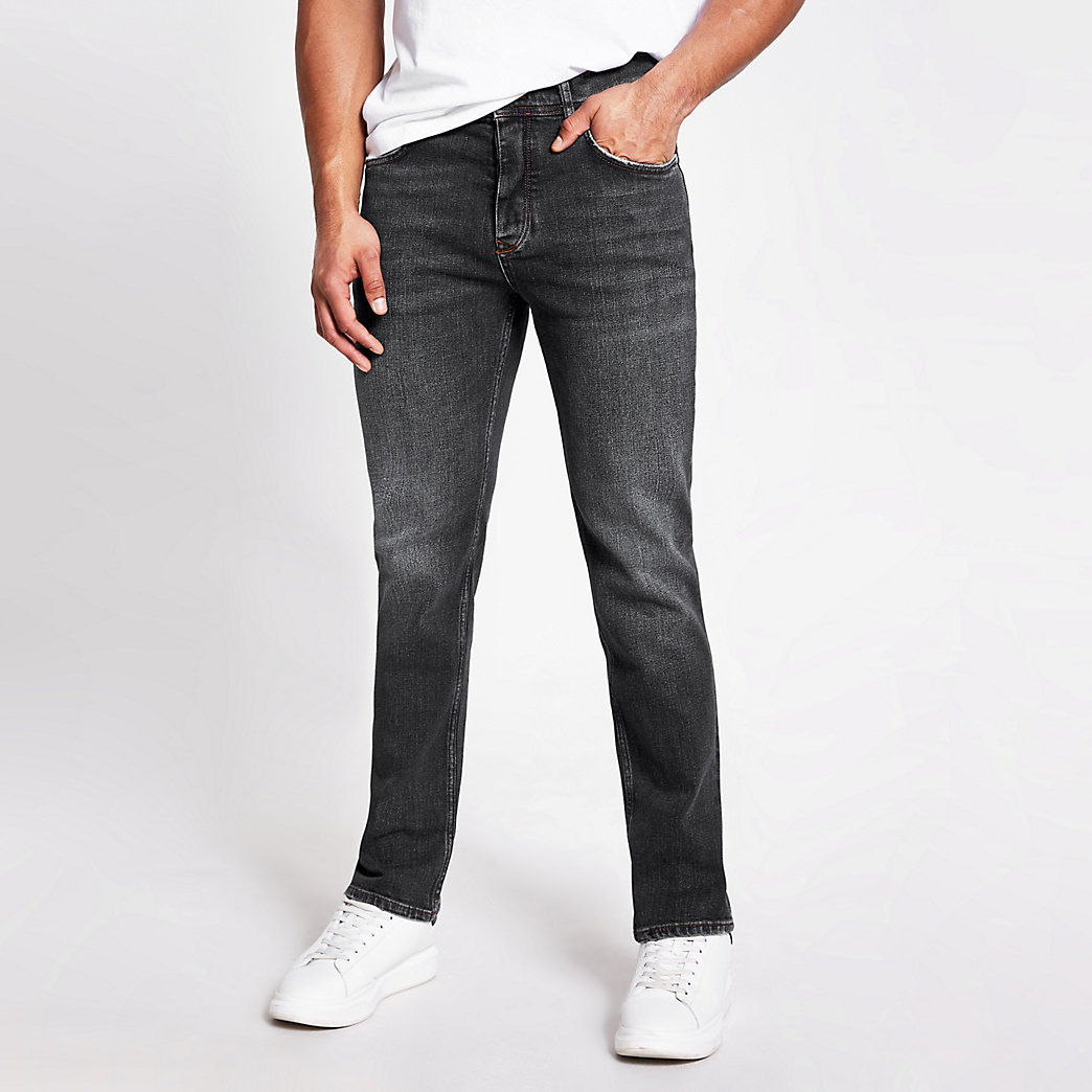 men's black straight leg jeans