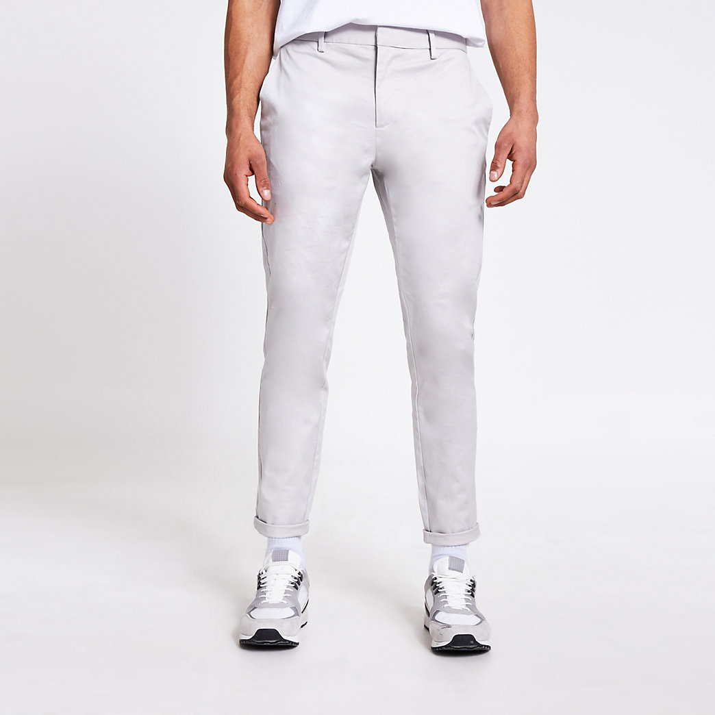 mens light grey skinny trousers