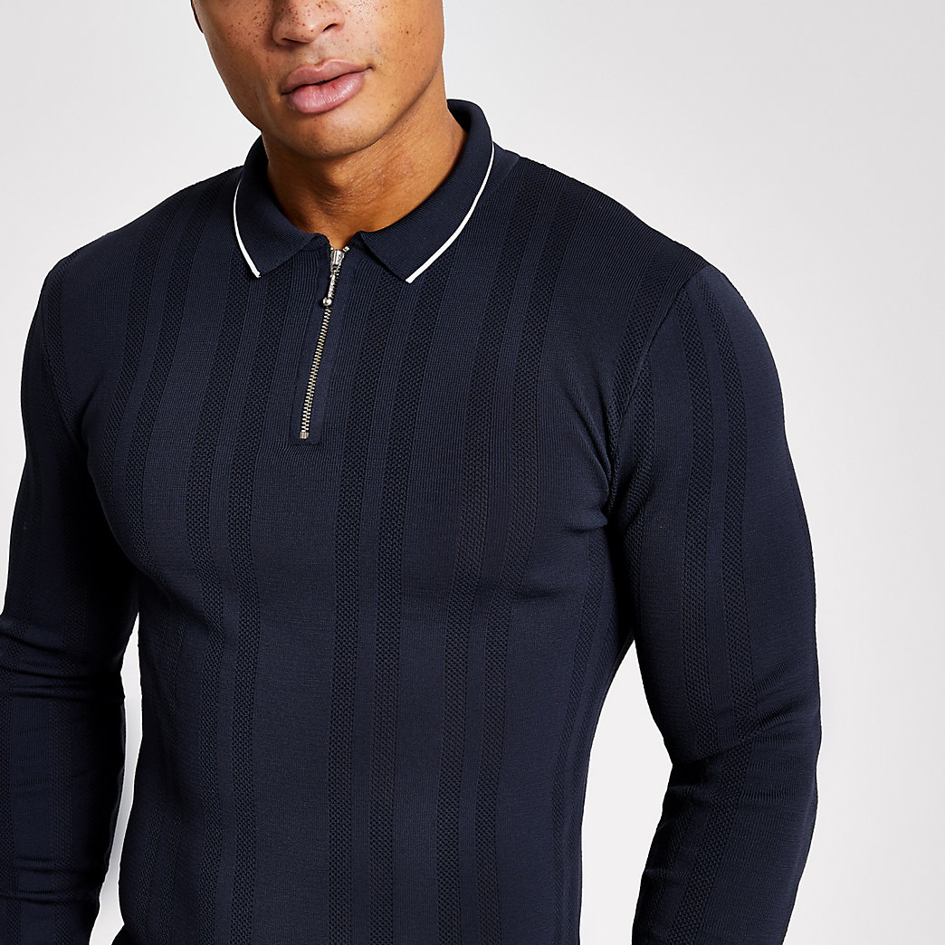 men's zip polo shirt