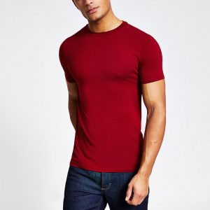 River Island Mens Red muscle fit short sleeve T-shirt River Island Mens Red muscle fit short sleeve T-shirt