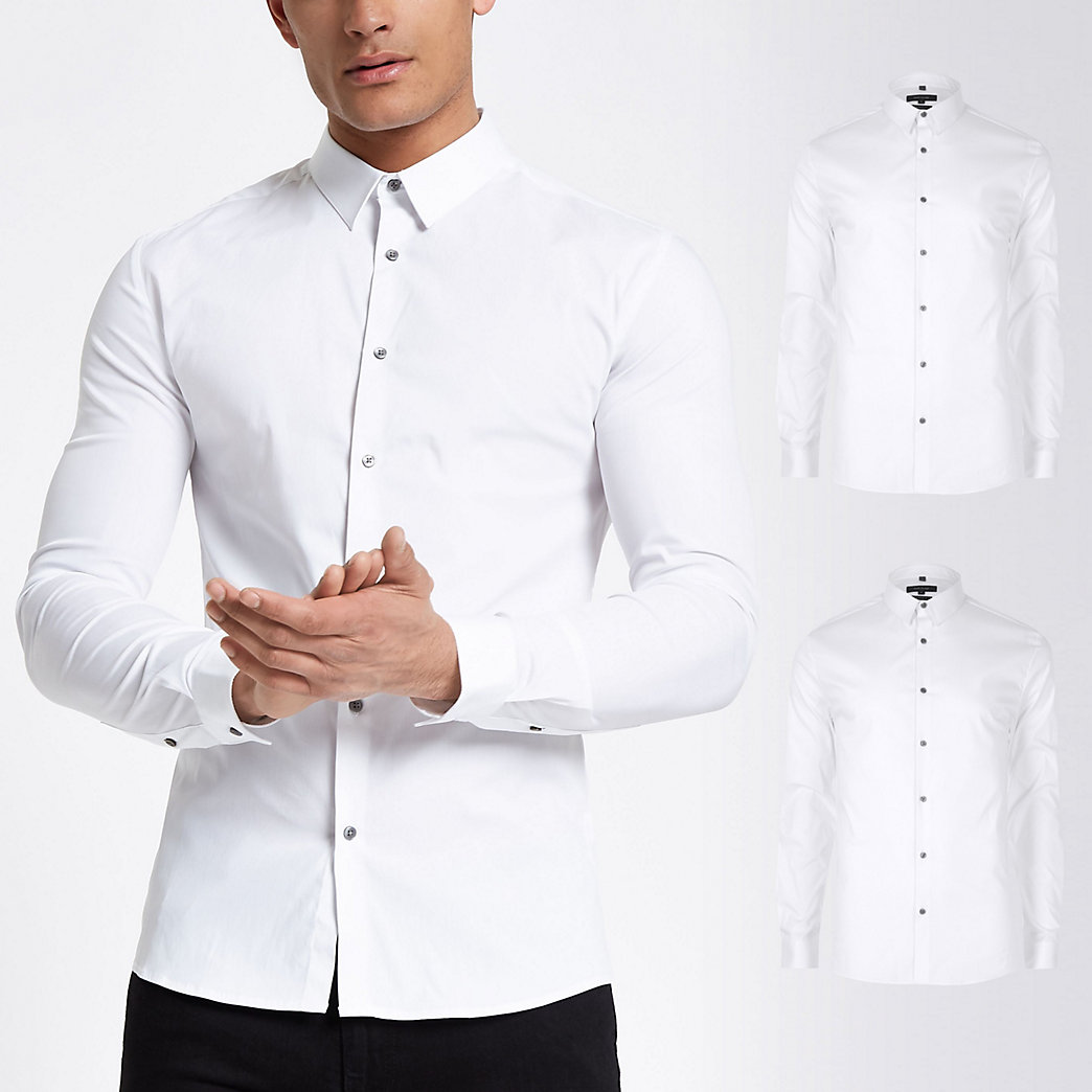 mens muscle fit white shirt
