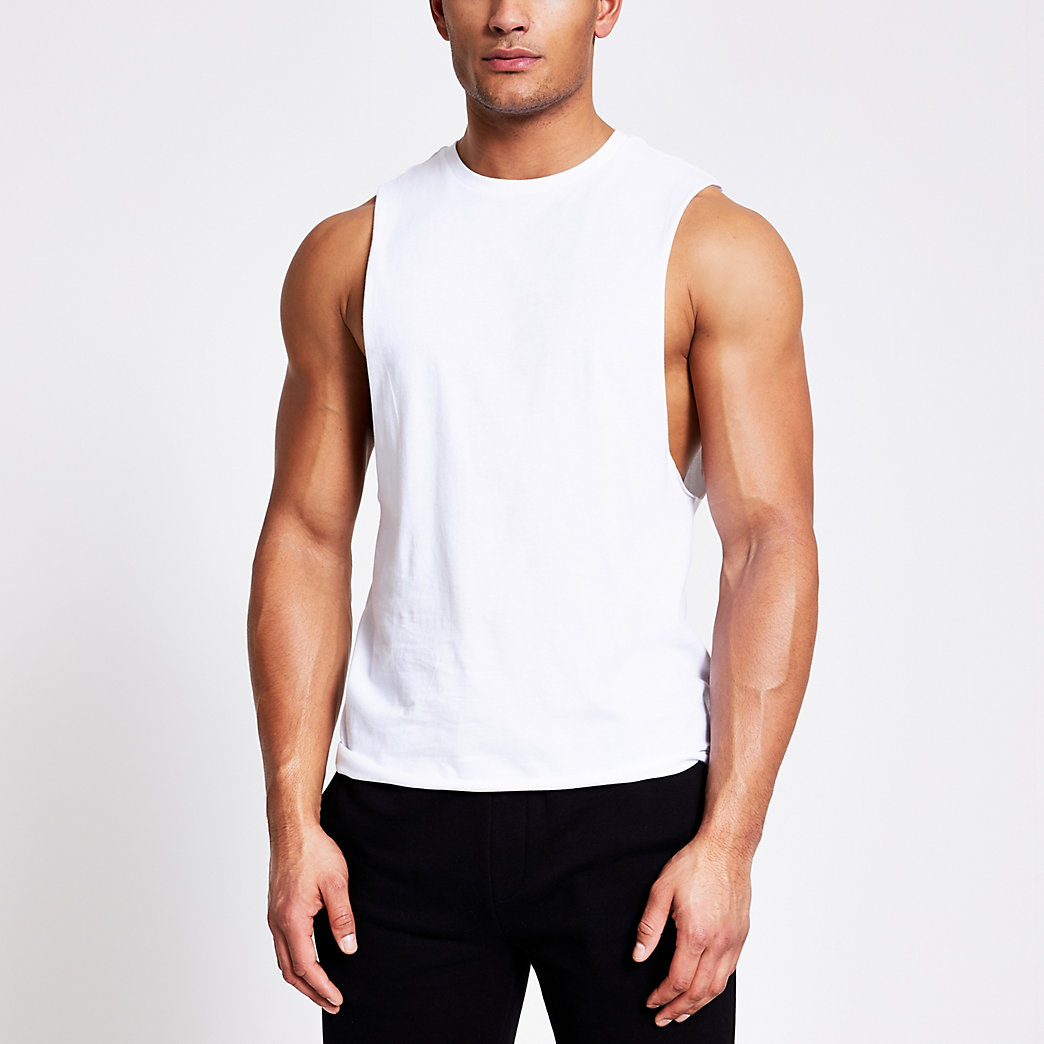 River Island Mens White muscle fit tank vest The Fashionisto