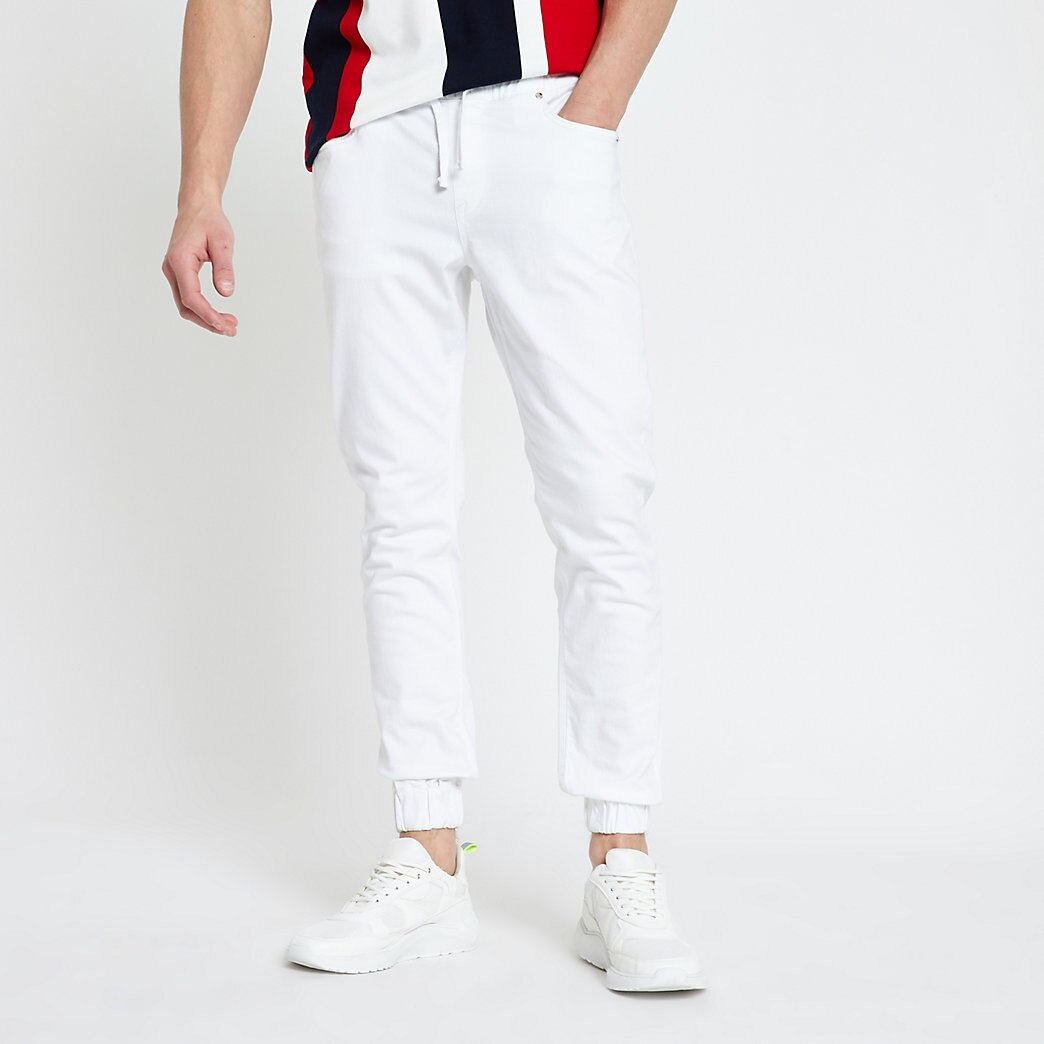 white slim fit joggers