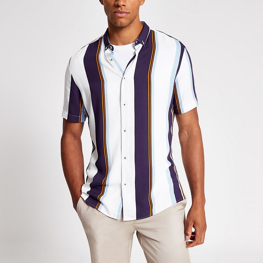 white short sleeve shirt mens slim fit