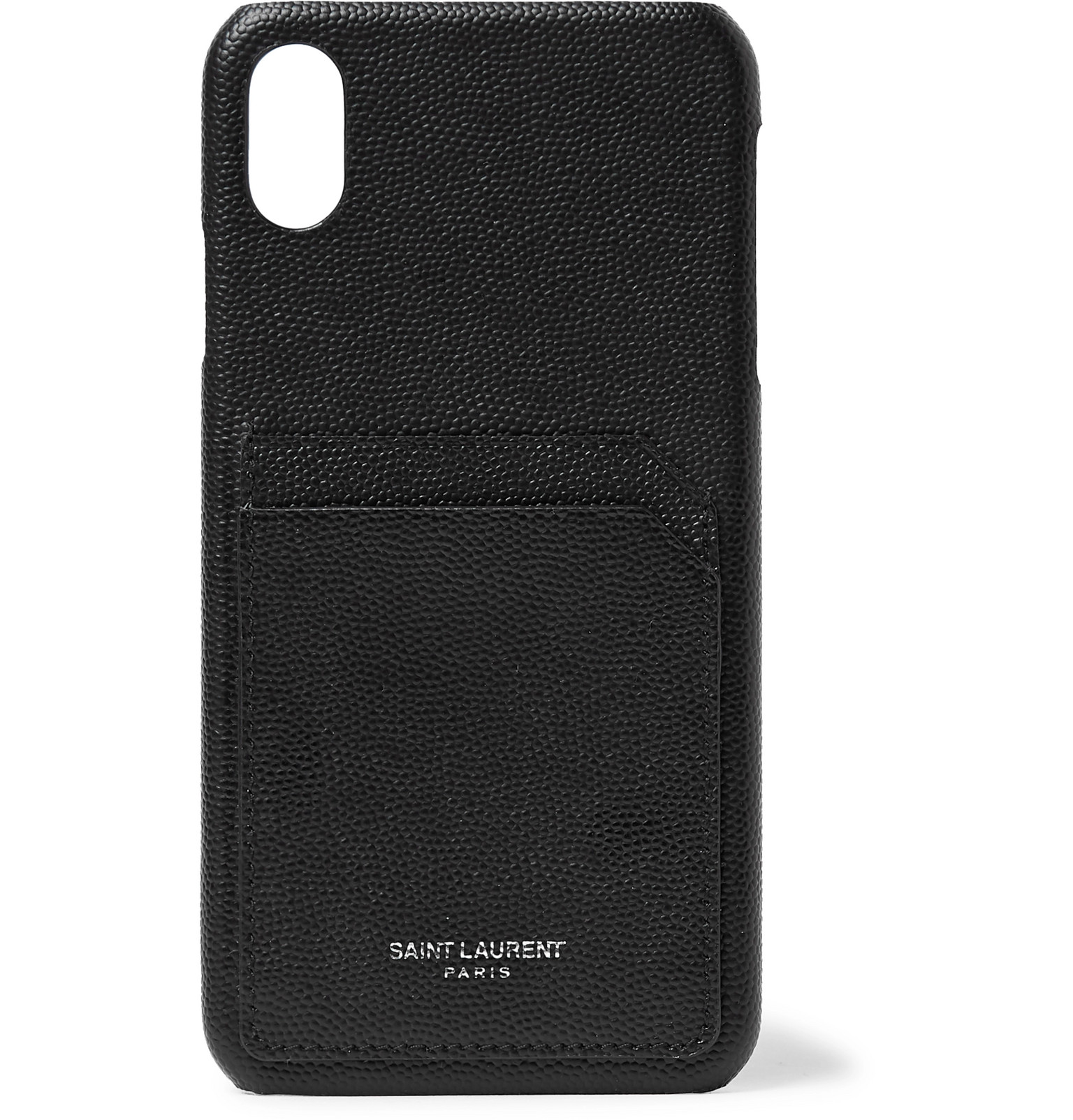 SAINT LAURENT - Pebble-Grain Leather iPhone XS Max Case - Men - Black