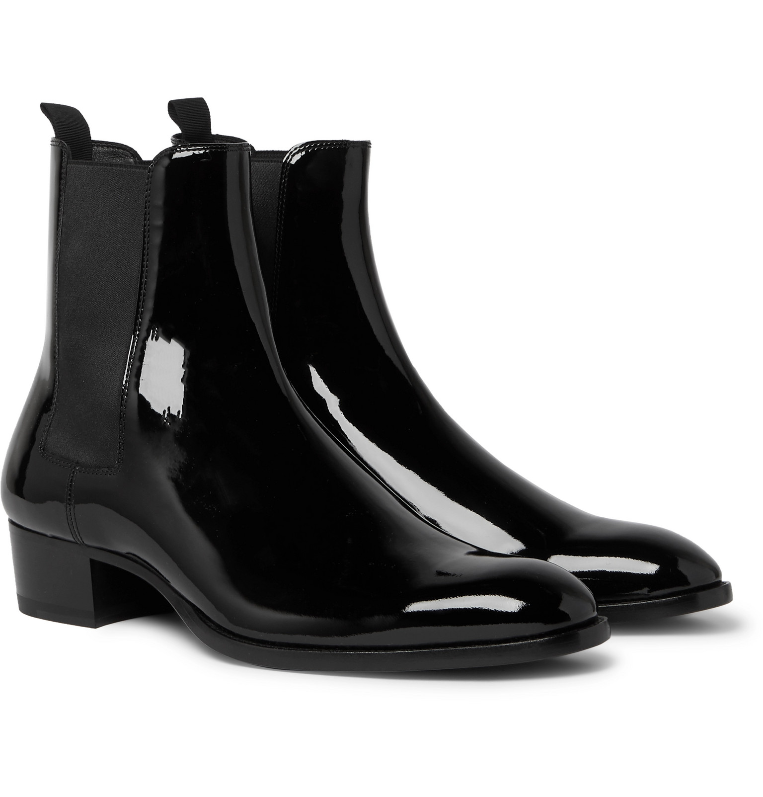 mens black patent boots