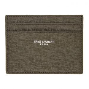 Saint Laurent Khaki Grain De Poudre Card Holder Saint Laurent Khaki Grain De Poudre Card Holder