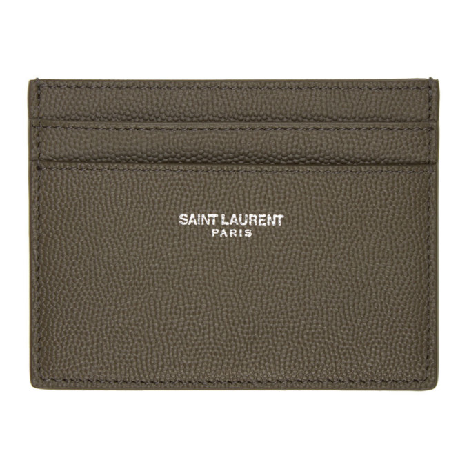  Saint  Laurent Khaki  Grain De Poudre Card Holder The 