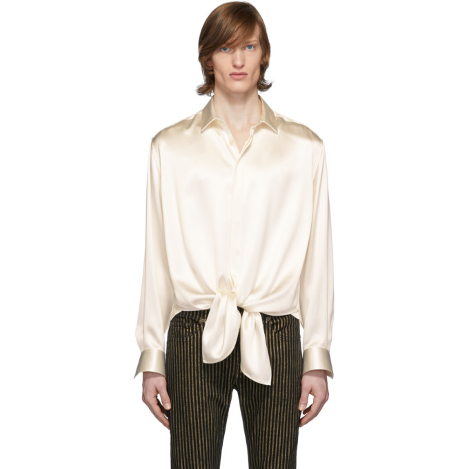 off white satin blouse
