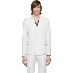 Saint Laurent White Wool Tailored Double-Breasted Blazer Saint Laurent White Wool Tailored Double-Breasted Blazer
