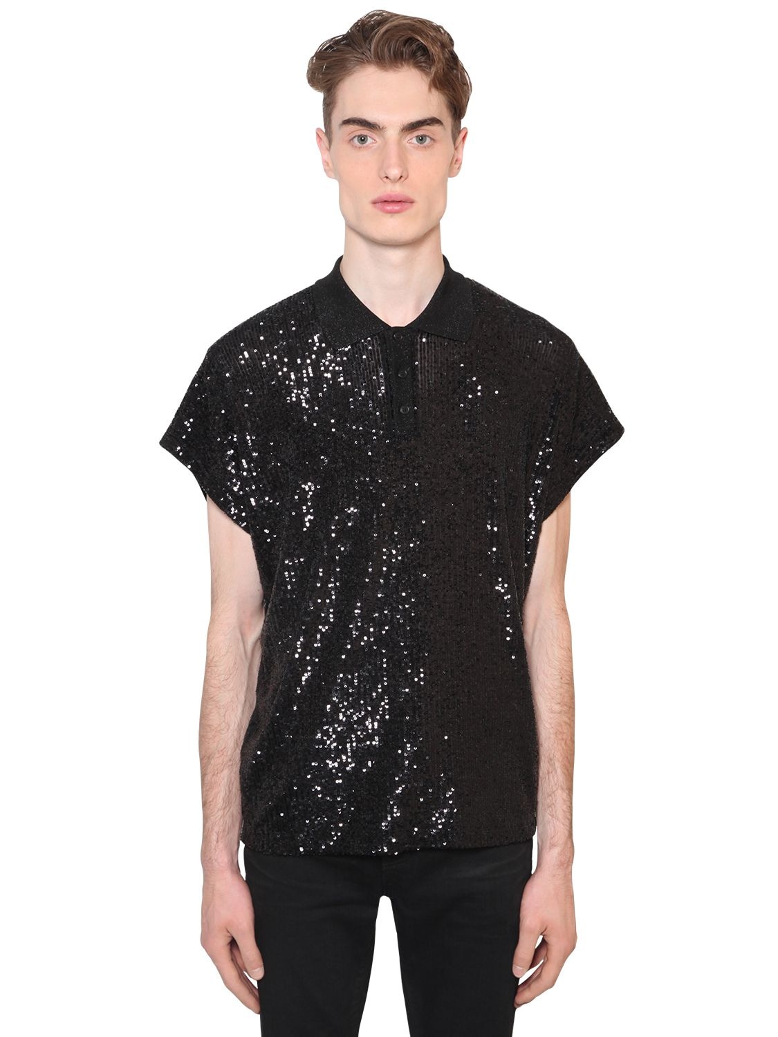 Sequined Lurex Jersey Polo | The Fashionisto