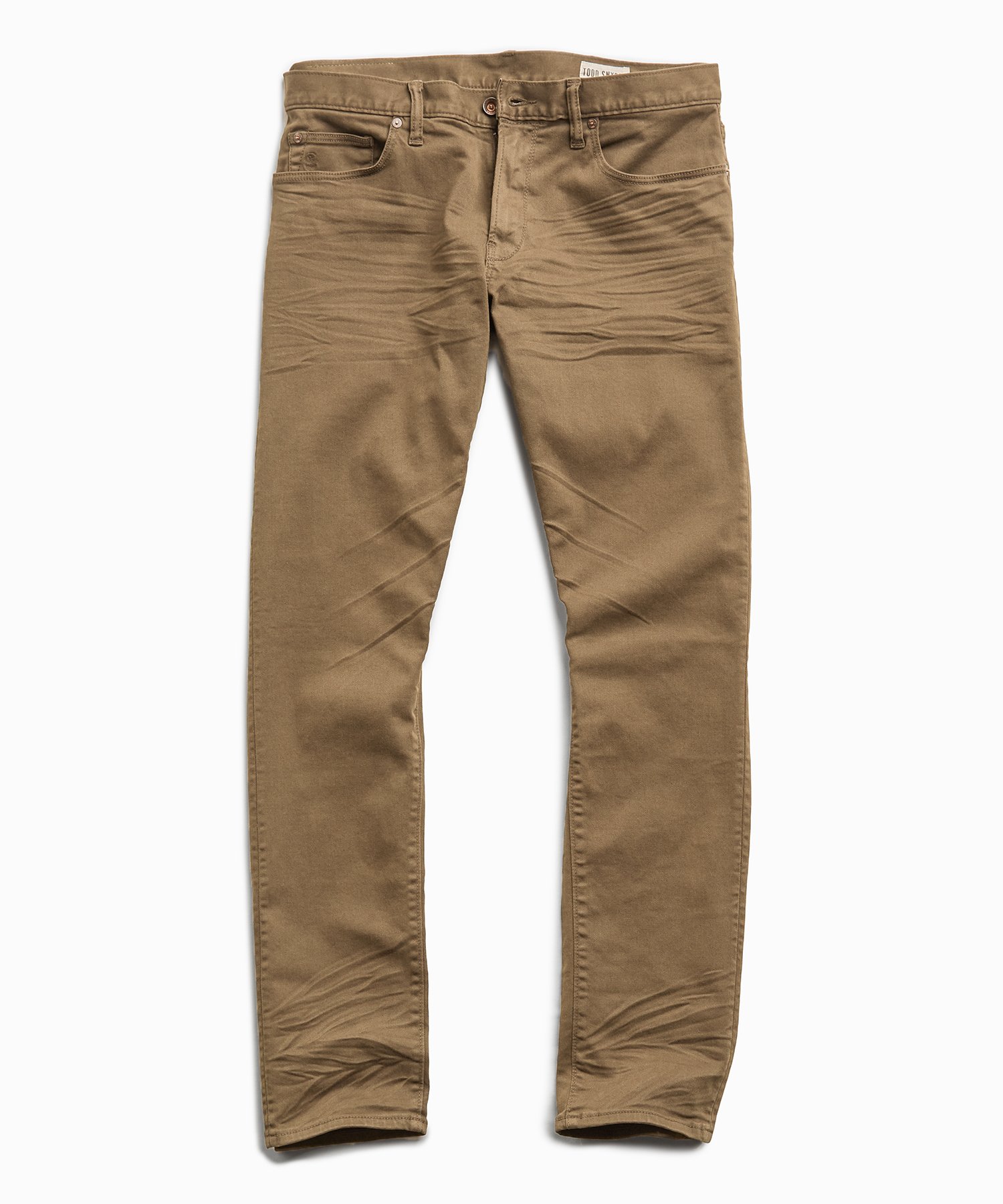 Slim Fit 5-Pocket Garment-Dyed Stretch Twill in Khaki | The Fashionisto