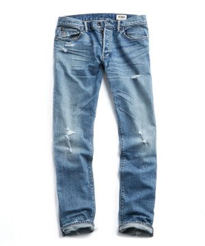 Slim Fit Japanese Stretch Selvedge Jean in Destroyed Wash Slim Fit Japanese Stretch Selvedge Jean in Destroyed Wash