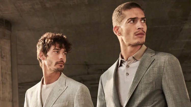 Donning grey suits, models Edu Roman and Marco Vinante front Strellson's spring-summer 2020 campaign.