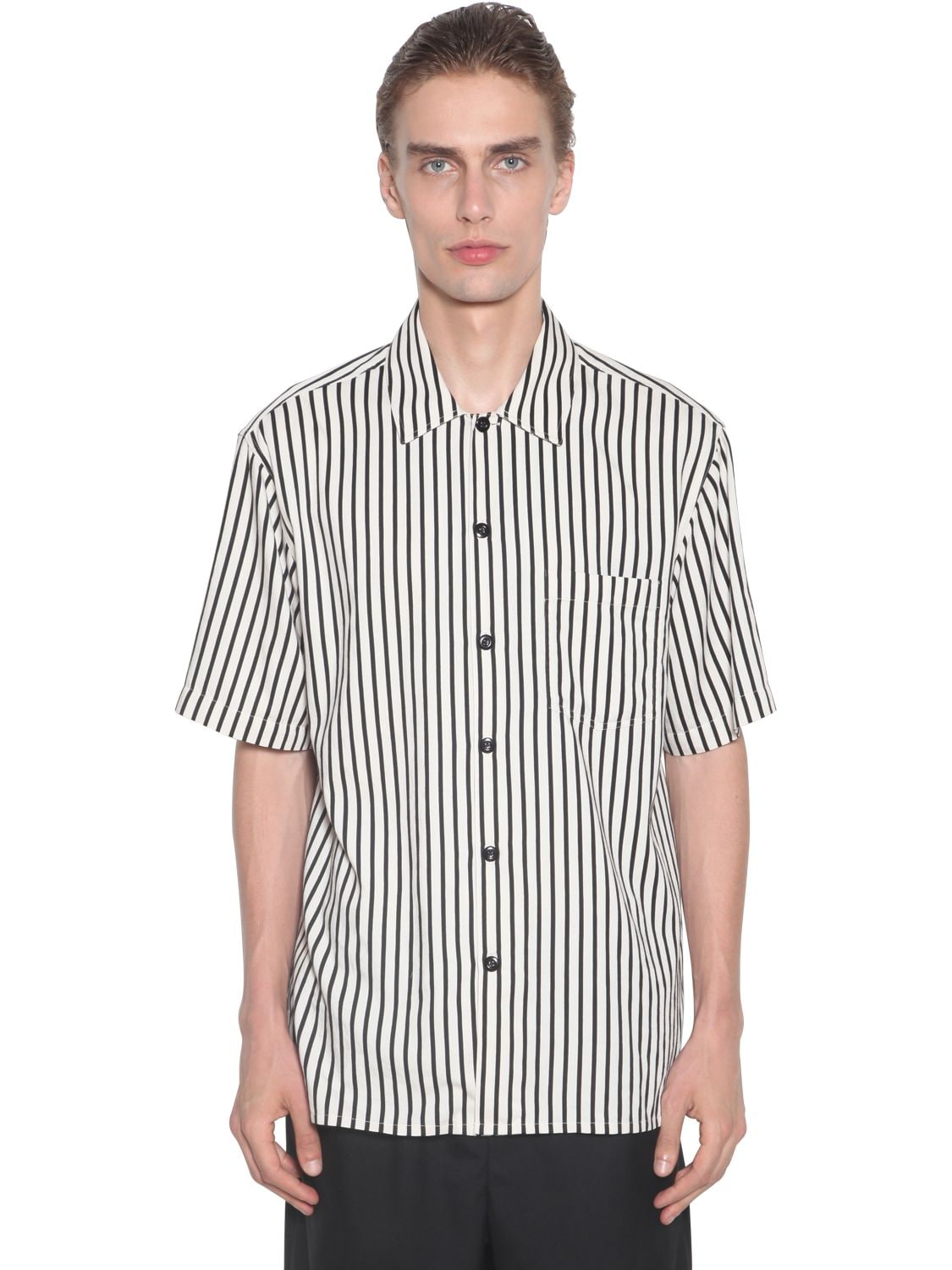 Striped Viscose Short Sleeves Shirt | The Fashionisto