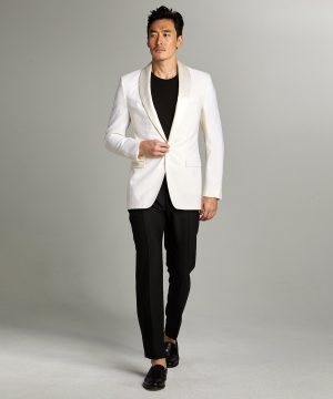 Sutton Shawl Collar Tuxedo Jacket in Ivory Italian Wool Sutton Shawl Collar Tuxedo Jacket in Ivory Italian Wool