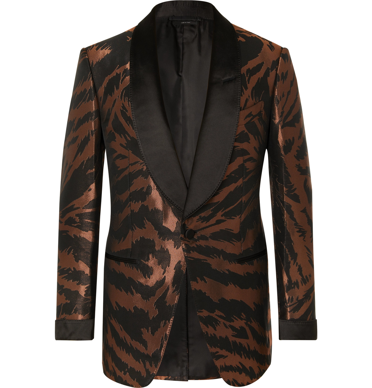TOM FORD - Copper Slim-Fit Satin-Trimmed Zebra-Jacquard Tuxedo Jacket ...