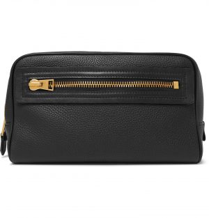TOM FORD - Full-Grain Leather Wash Bag - Men - Black TOM FORD - Full-Grain Leather Wash Bag - Men - Black