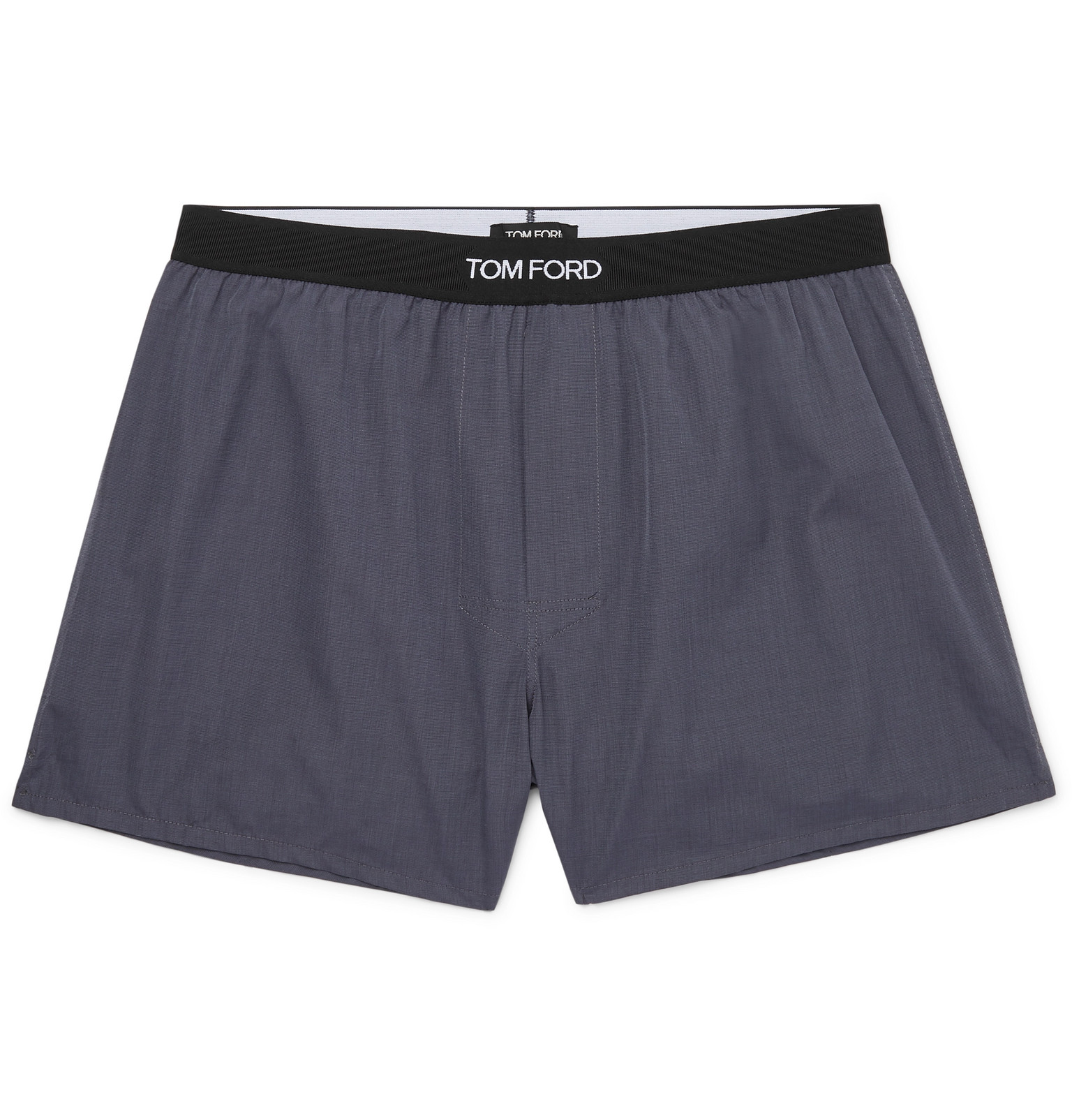 TOM FORD - Grosgrain-Trimmed Cotton Boxer Shorts - Men - Gray | The ...