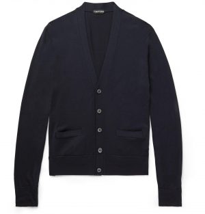 TOM FORD - Slim-Fit Wool Cardigan - Men - Blue TOM FORD - Slim-Fit Wool Cardigan - Men - Blue