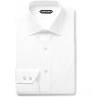 TOM FORD - White Slim-Fit Cutaway-Collar Cotton-Poplin Shirt - Men - White TOM FORD - White Slim-Fit Cutaway-Collar Cotton-Poplin Shirt - Men - White
