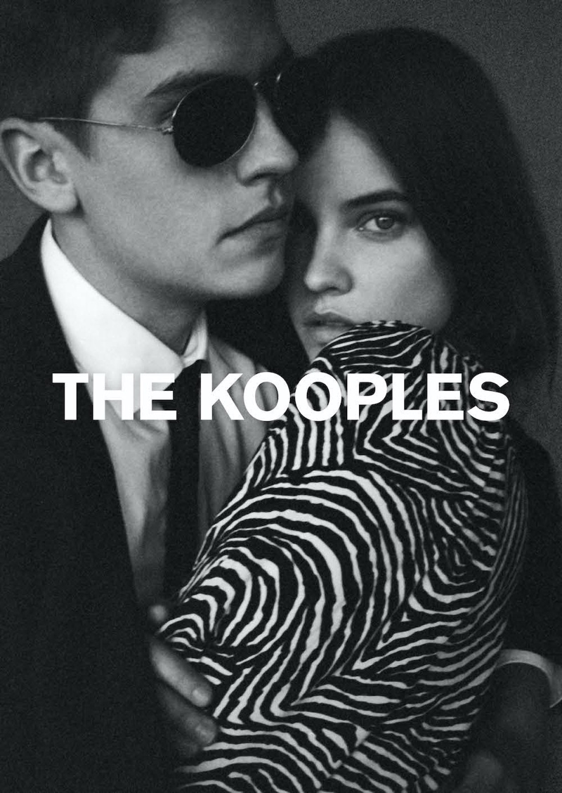 Appearing in a moody black and white image, Dylan Sprouse and Barbara Palvin front The Kooples' spring-summer 2020 campaign.