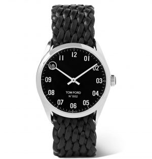 Tom Ford Timepieces - 002 38mm Stainless Steel and Braided Leather Watch - Men - Black Tom Ford Timepieces - 002 38mm Stainless Steel and Braided Leather Watch - Men - Black