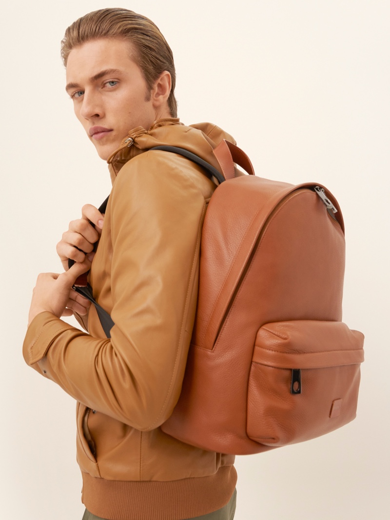 Embracing rich shades of brown, Lucky Blue Smith appears in Trussardi's spring-summer 2020 campaign.