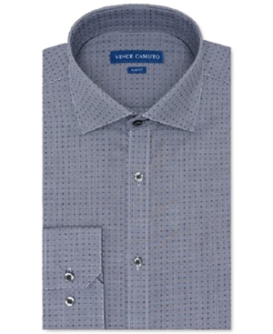 Vince Camuto Men's Slim-Fit Performance Stretch Black Houndstooth Dress Shirt Vince Camuto Men's Slim-Fit Performance Stretch Black Houndstooth Dress Shirt
