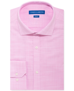 Vince Camuto Men's Slim-Fit Stretch Pink Unsolid Solid Dress Shirt Vince Camuto Men's Slim-Fit Stretch Pink Unsolid Solid Dress Shirt