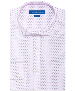 Vince Camuto Men's Slim-Fit Stretch White Pink Diamond Dress Shirt Vince Camuto Men's Slim-Fit Stretch White Pink Diamond Dress Shirt