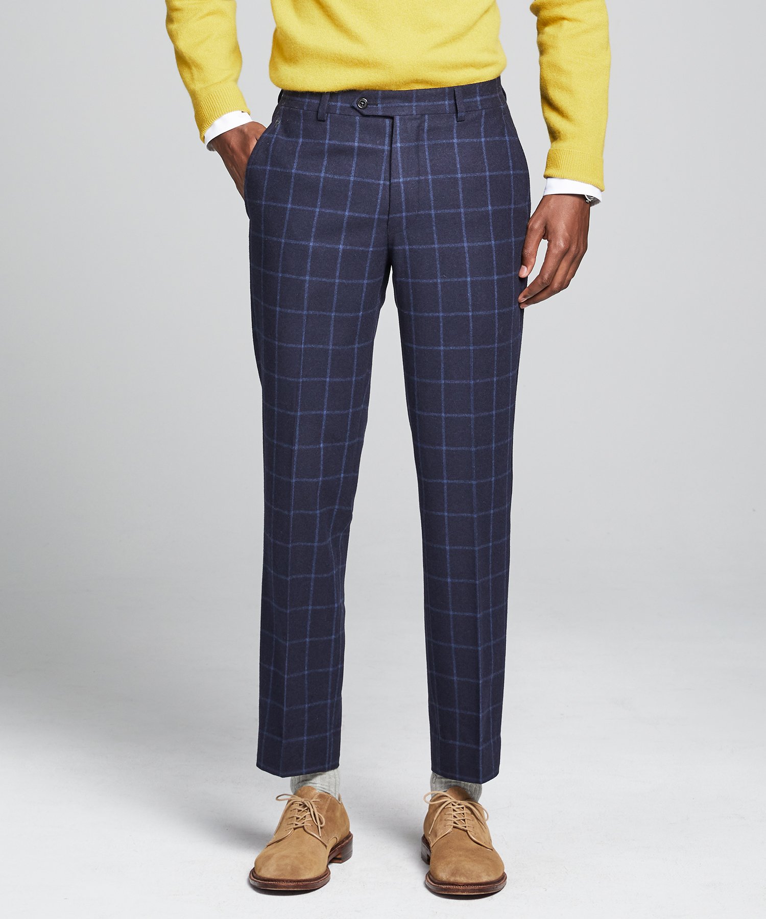 navy windowpane pants