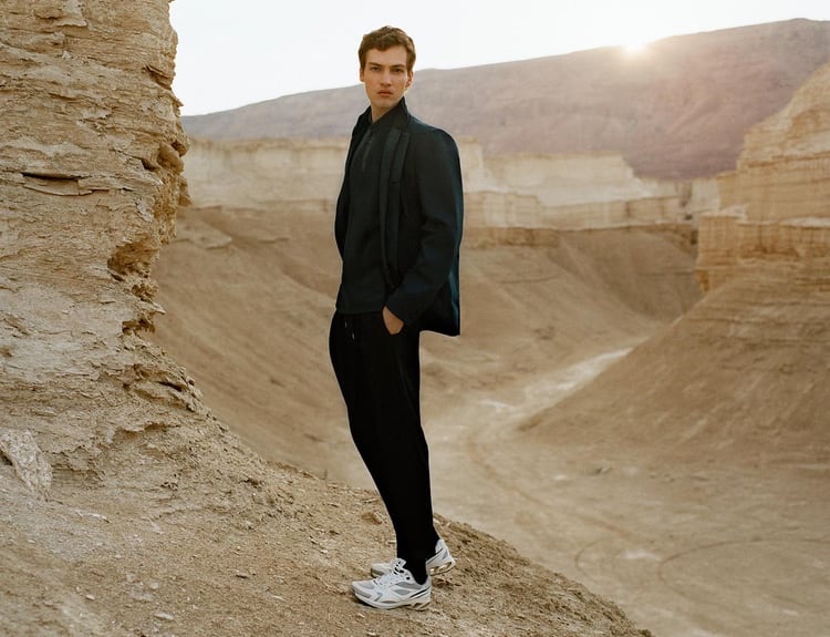 Model Swann Guerrault sports fresh styles from Zara's Active Utility men's capsule collection.