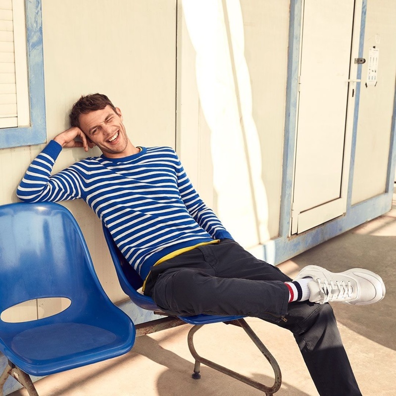 All smiles, Guillaume Babouin stars in s.Oliver's spring-summer 2020 campaign.