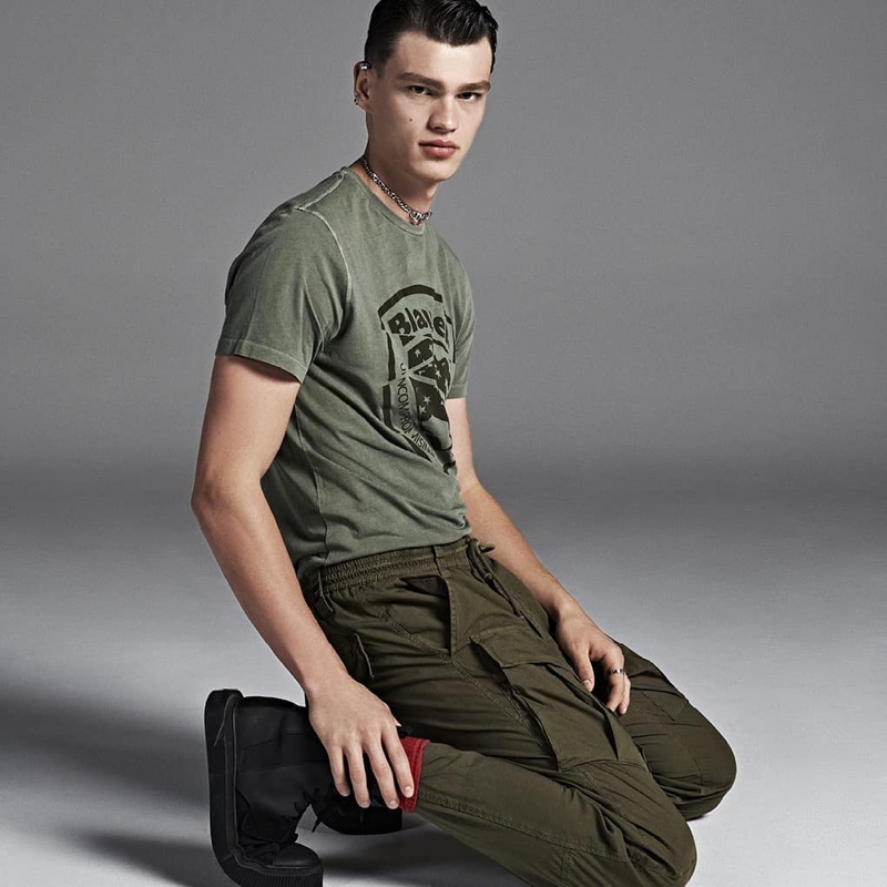 Embracing military-inspired style, Filip Hrivnak fronts Blauer USA's spring-summer 2020 campaign.