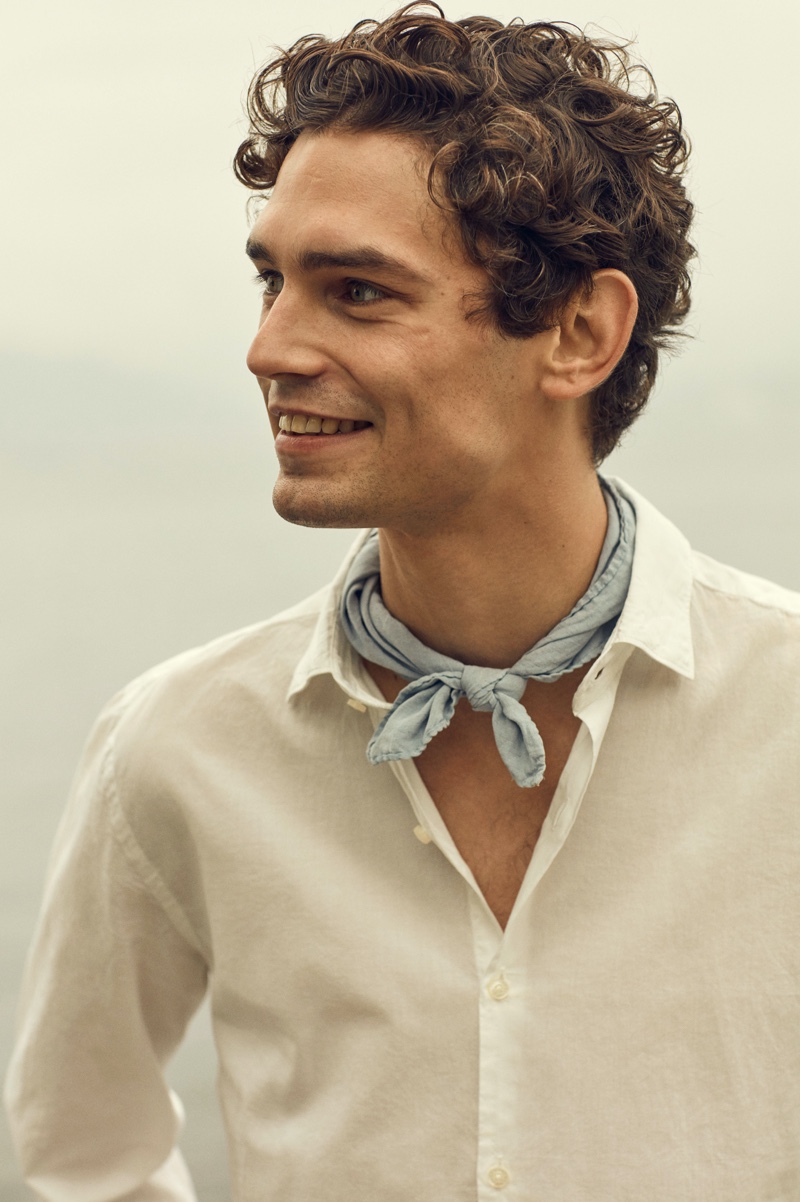 All smiles, Arthur Gosse is the face of Brooksfield's spring-summer 2020 collection.