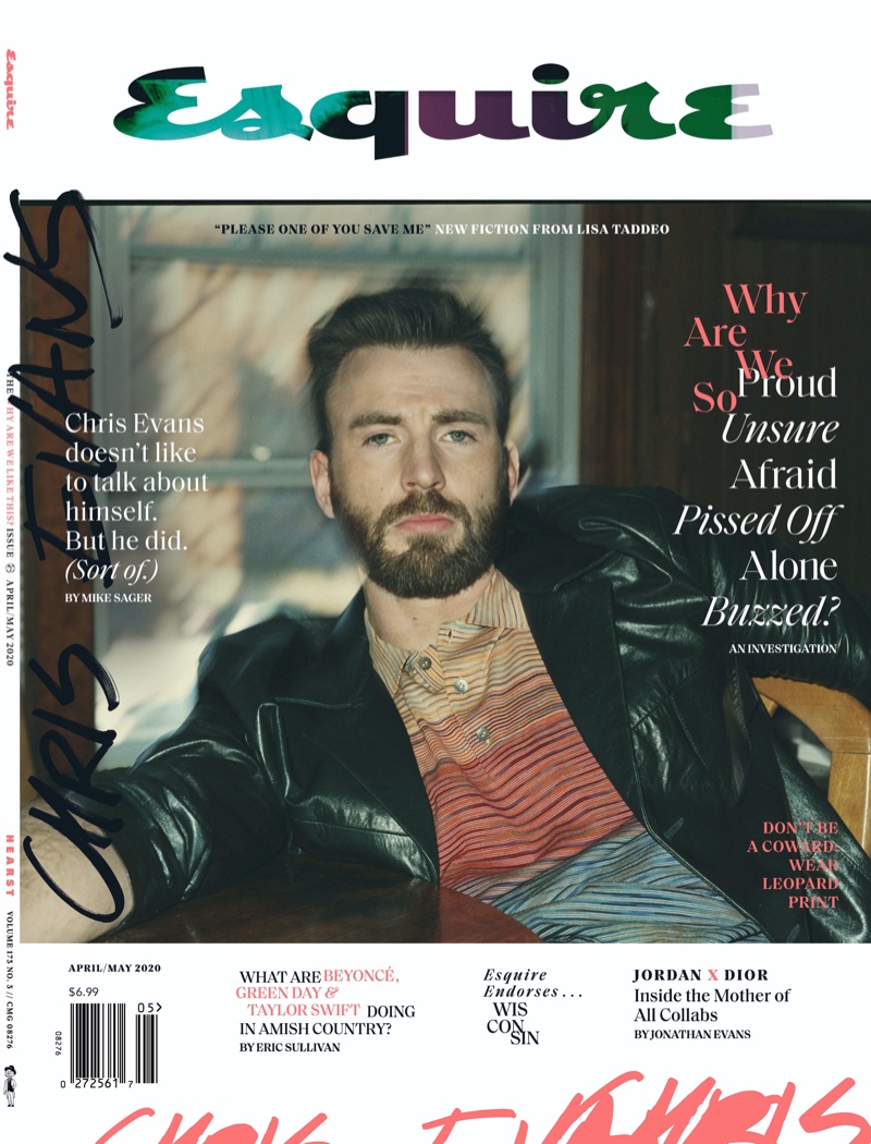 Chris Evans covers the April/May 2020 issue of Esquire magazine.