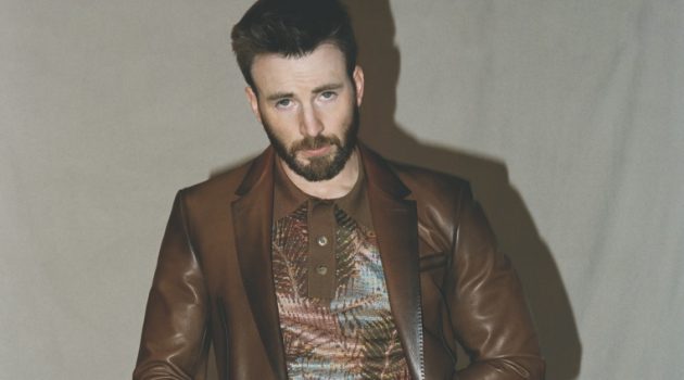 Chris Evans Covers Esquire, Discusses 'Defending Jacob' Front and center, Chris Evans don a leather Berluti jacket with a Missoni shirt, Valentino pants, and an RRL belt for the pages of Esquire.