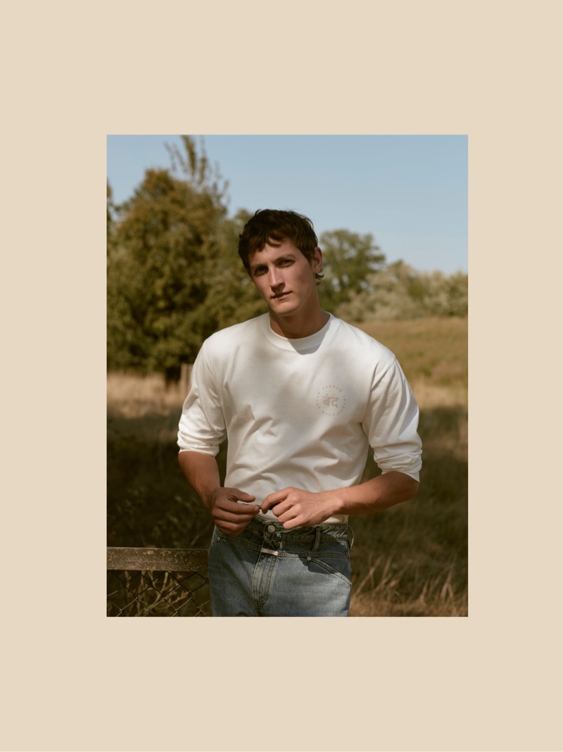 Dutch model Rutger Schoone appears in Closed's spring-summer 2020 campaign.