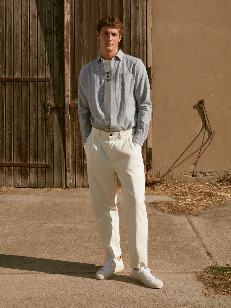 Embracing light hues, Rutger Schoone fronts Closed's spring-summer 2020 campaign.